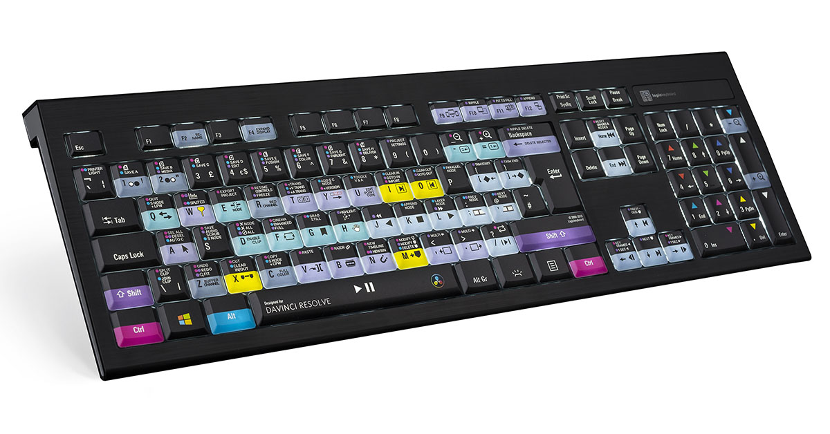 Logickeyboard PC ASTRA Backlit Keyboard pro DaVinci Resolve 17