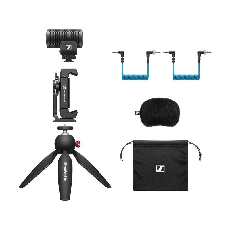 Sennheiser MKE 200 Mobile Kit: mikrofón, držiak smartfónu, statív a príslušenstvo