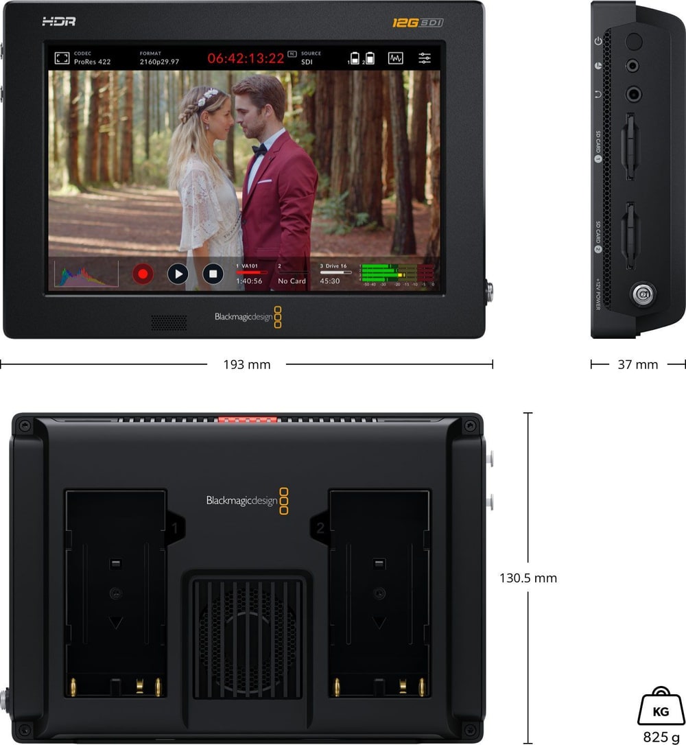 Video Assist 7″ 12G HDR – Rozmery a hmotnosť