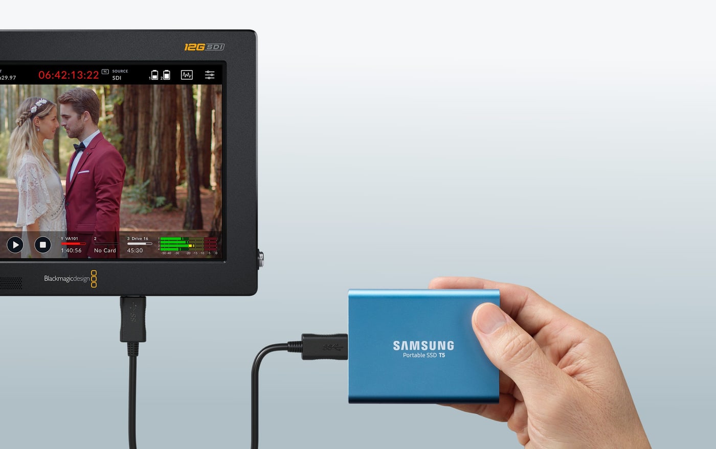 Video Assist 7″ 12G HDR – Dva sloty SD a externý disk USB-C