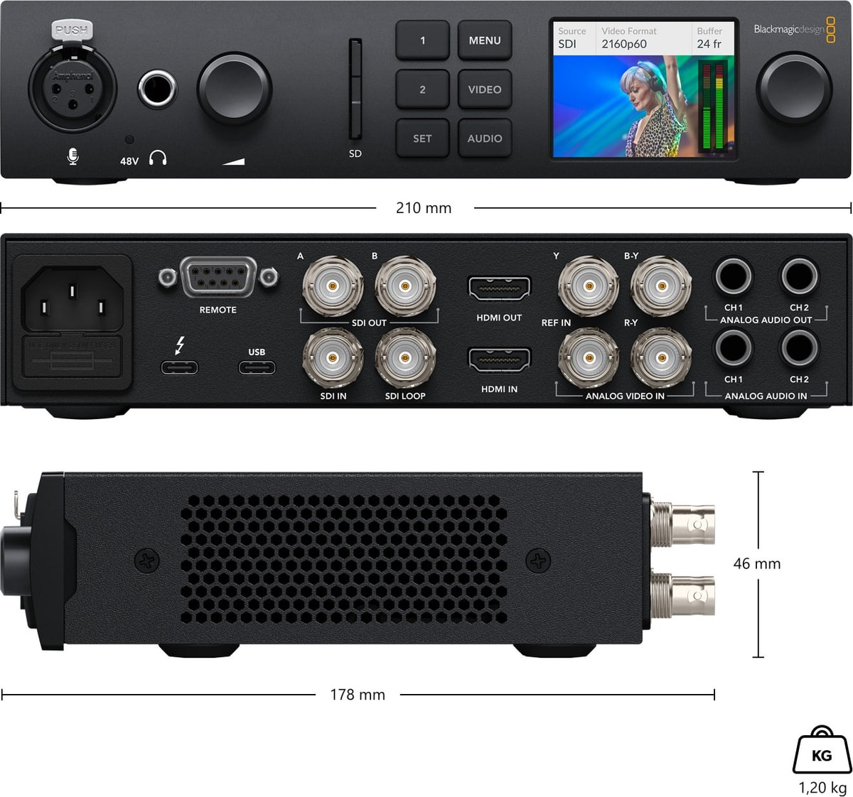 Blackmagic Design UltraStudio 4K Mini – Rozmery a hmotnosť