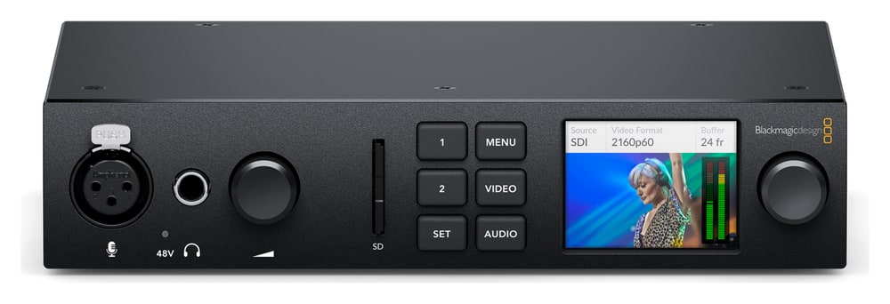 Blackmagic Design UltraStudio 4K Mini – Čelný panel s LCD a ovládacími tlačidlami