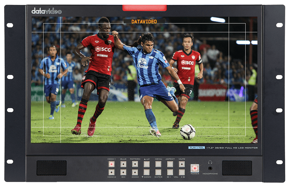 Datavideo TLM-170LR, 17,3-palcový Full HD monitor v 7RU rackovom šasi, pohľad spredu