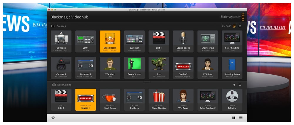 Blackmagic Universal Videohub 288 – Ovládanie z počítača aj panela
