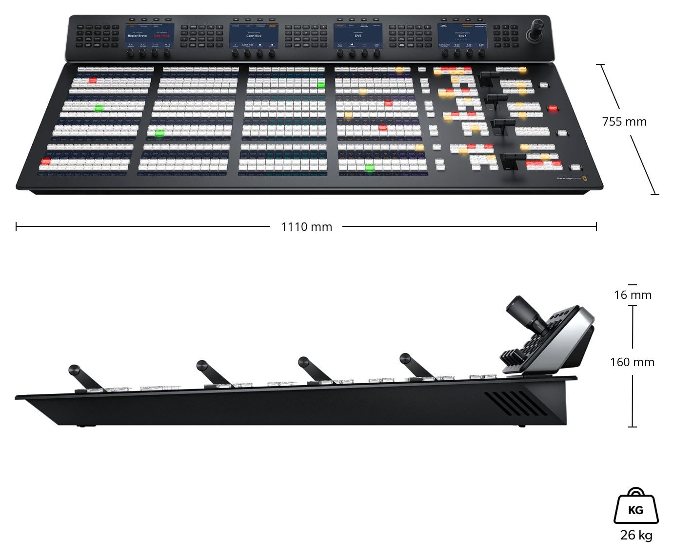 ATEM 4 M/E Advanced Panel 40 – Rozmery