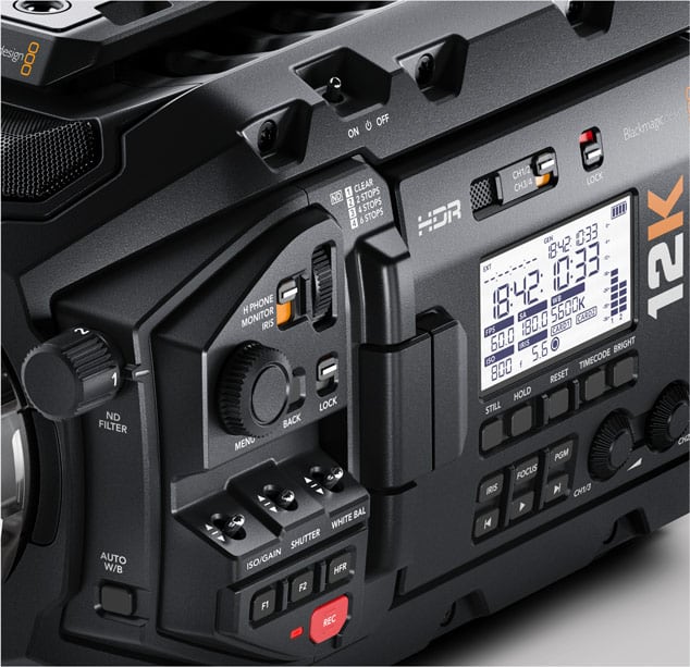 Blackmagic URSA Mini Pro 12K – Ovládanie a stavový displej