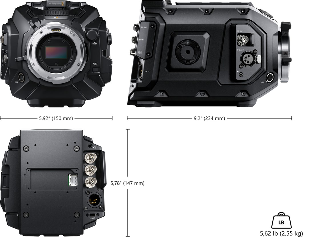 Blackmagic URSA Mini Pro 12K – Rozmery a hmotnosť