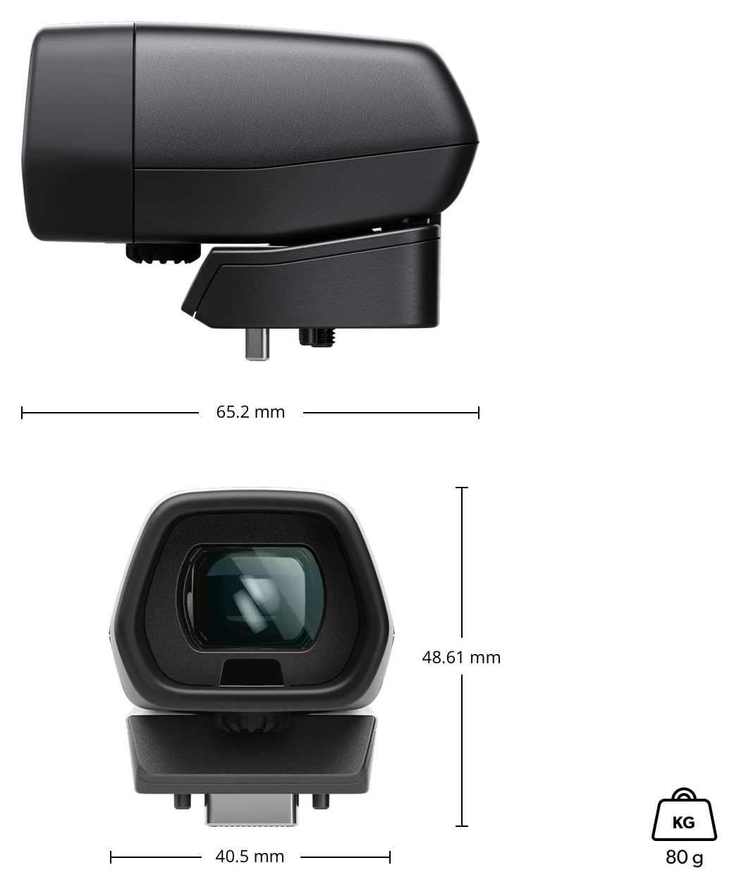 Blackmagic Pocket Cinema Camera Pro EVF – Rozmery a hmotnosť