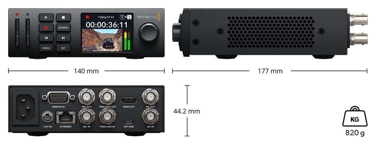 HyperDeck Studio HD Mini – Rozmery a hmotnosť