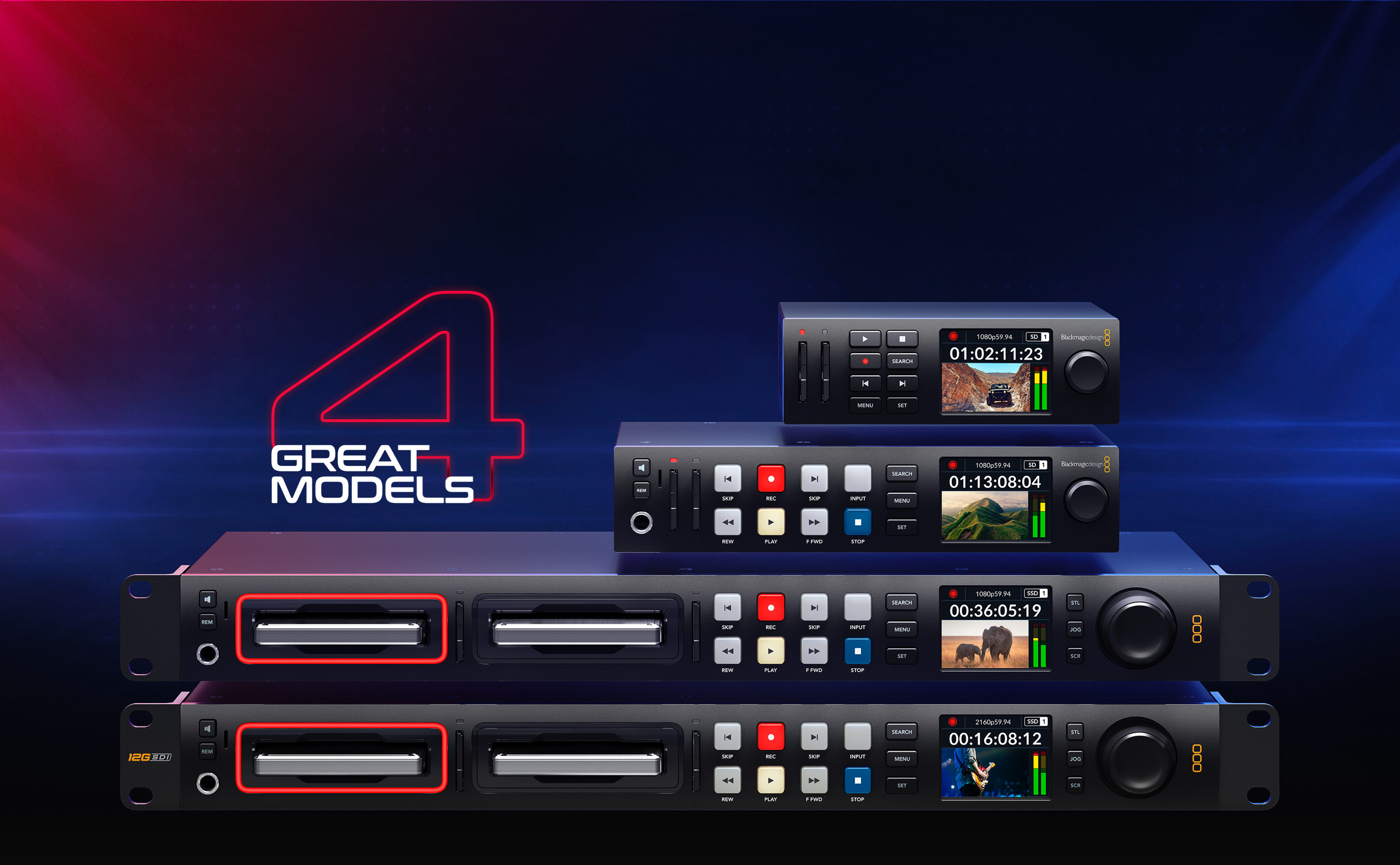 Čtyři modely rekordérů HyperDeck Studio
