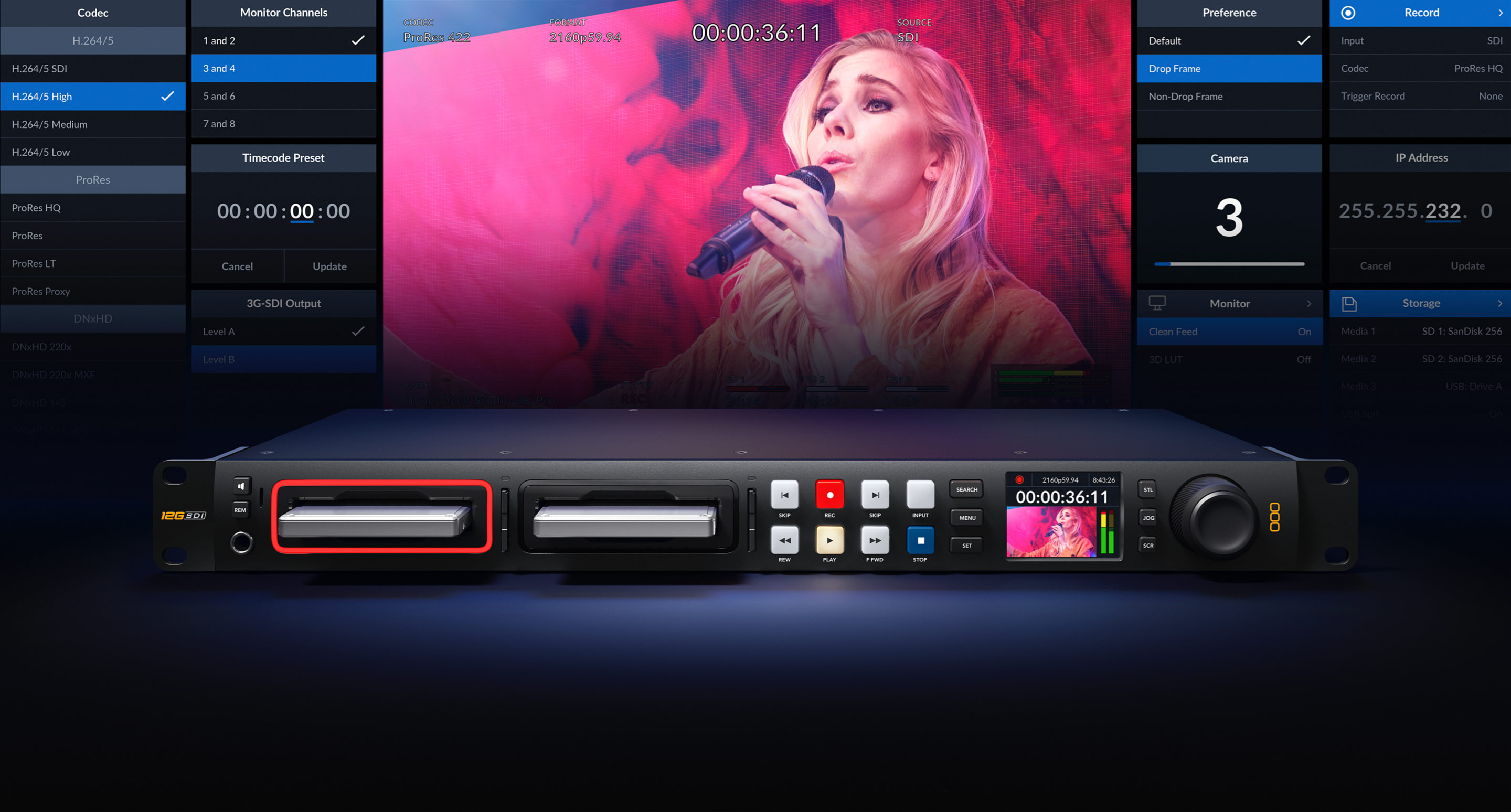Blackmagic OS a HyperDeck Studio 4K Pro