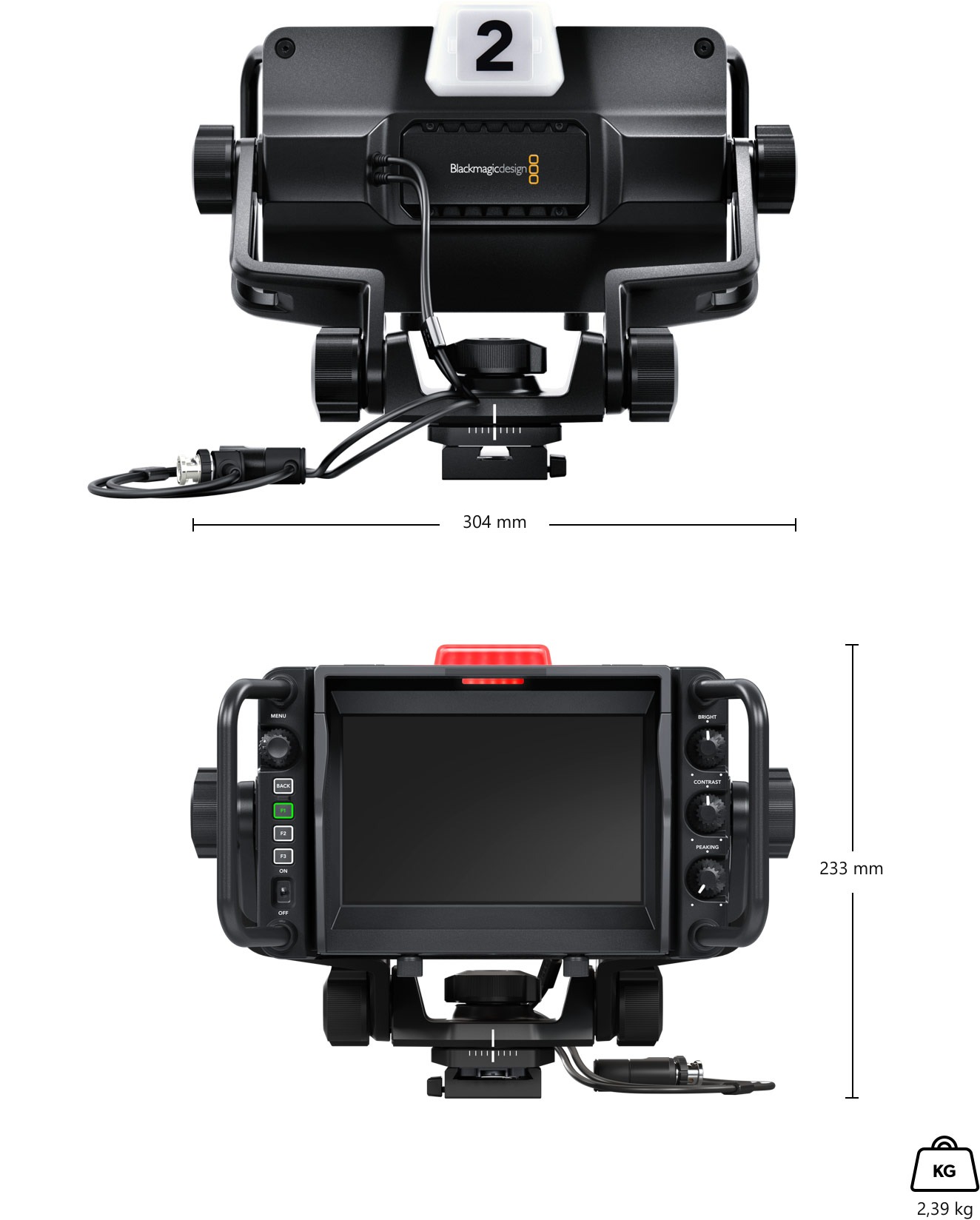 Blackmagic Design URSA Studio Viewfinder G2 – Rozmery a hmotnosť