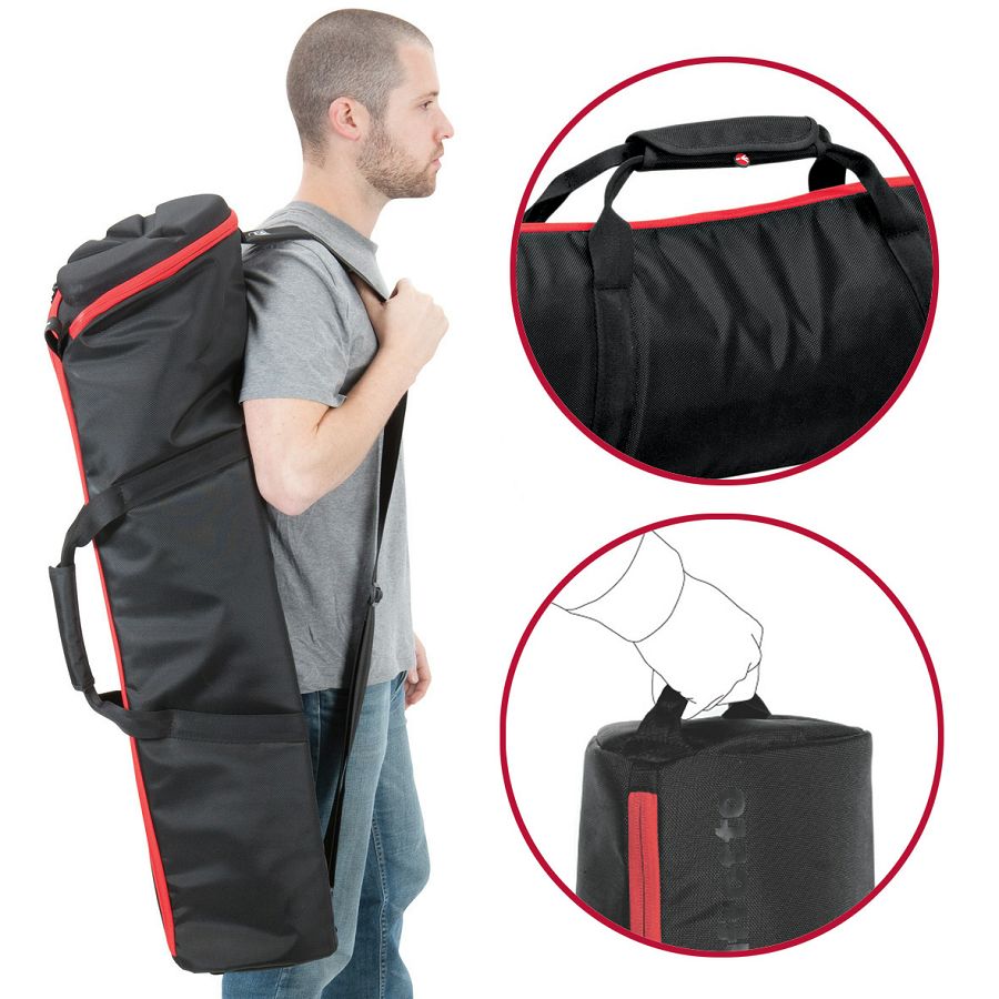 Nosenie tašky Manfrotto MBAG90PN cez rameno a za rukoväť