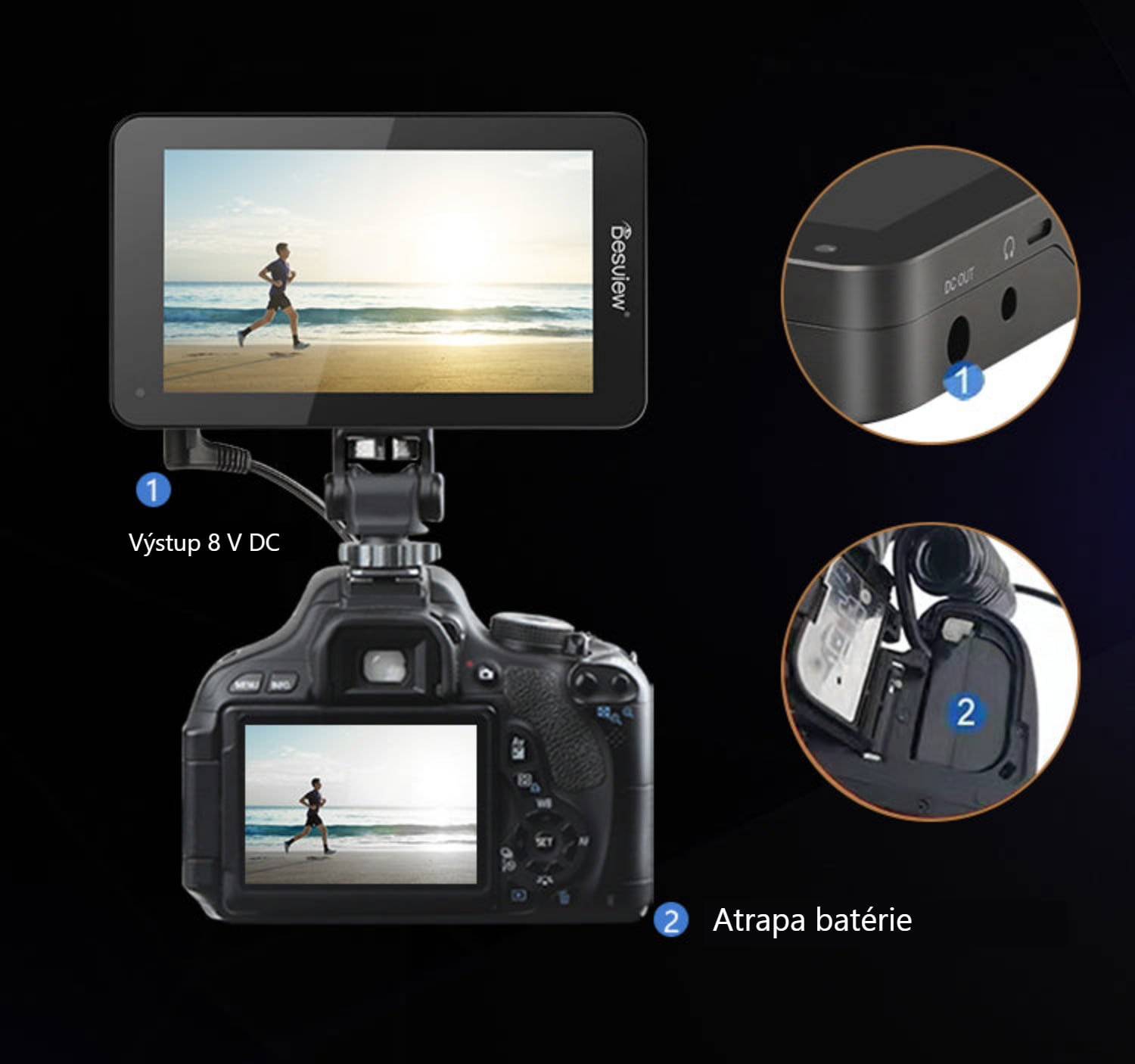 Desview U6 – Napájanie fotoaparátu 8 V DC