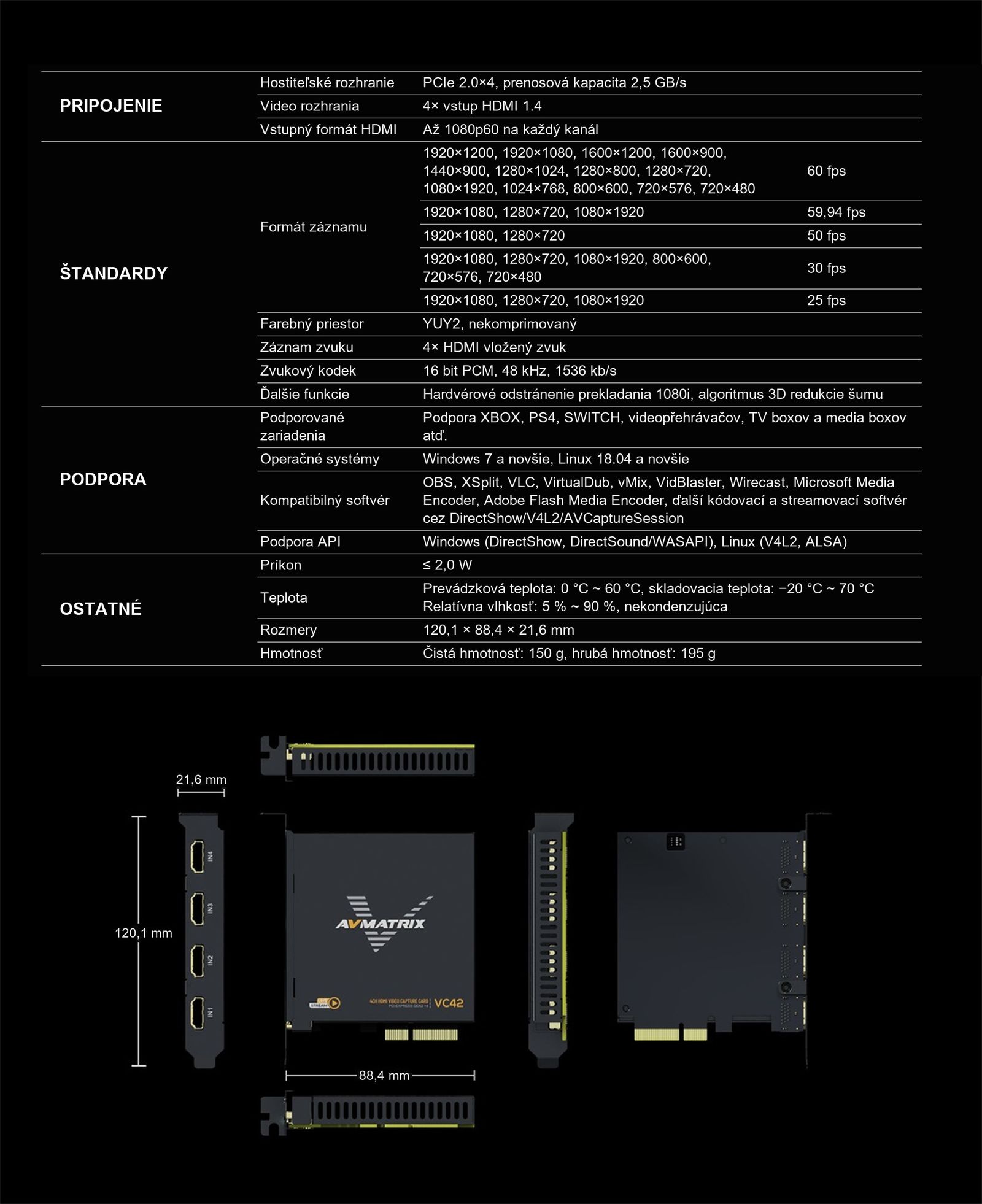 AVMATRIX VC42x – infografika