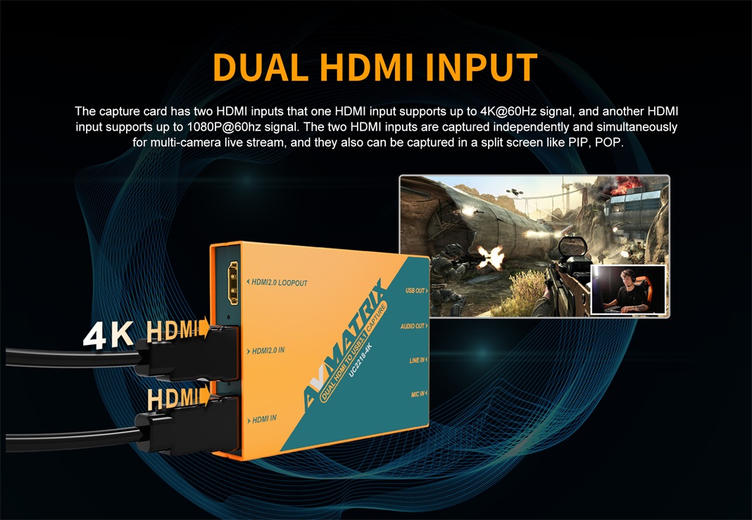 AVMATRIX UC2218-4K duálny HDMI vstup