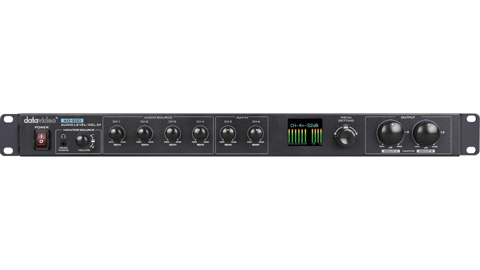 Produktový vizuál zvukového mixéra Datavideo AD-200