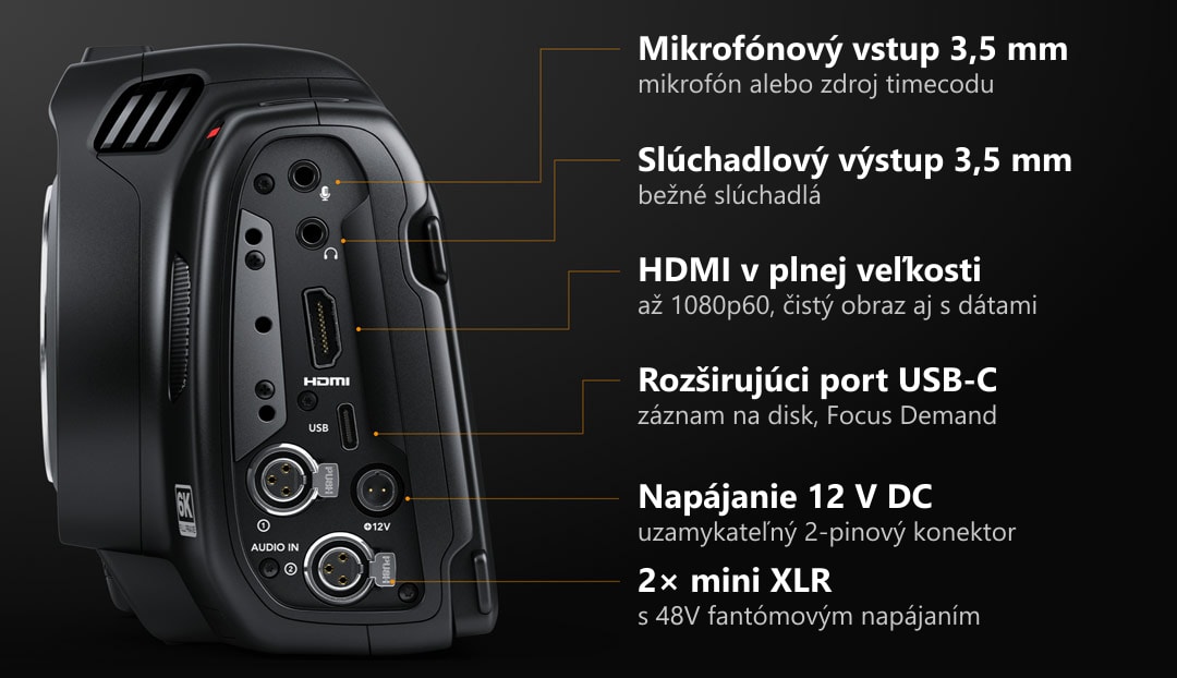 Blackmagic Cinema Camera 6K – Konektory pre vlastný rig