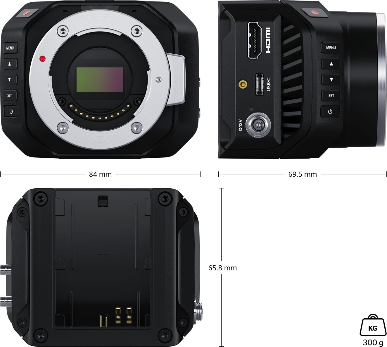 Blackmagic Design Micro Studio Camera 4K G2 – Rozmery a hmotnosť