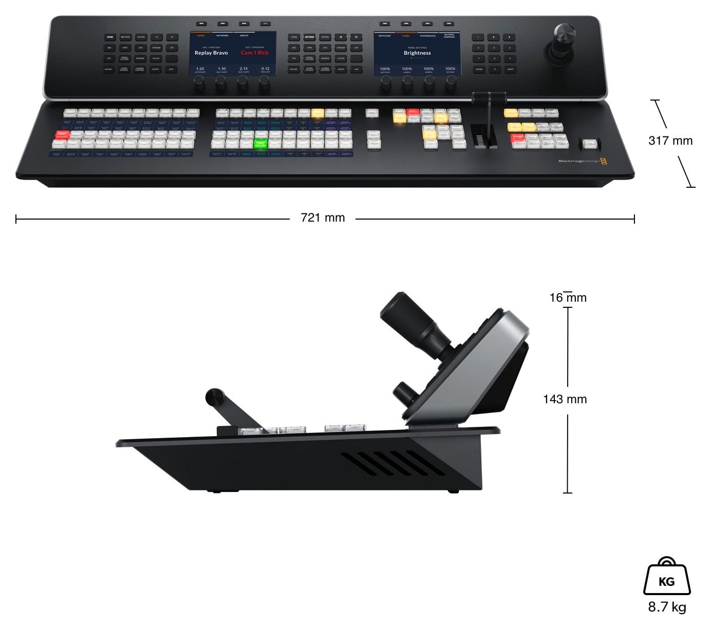 ATEM 1 M/E Advanced Panel 20 – Rozmery