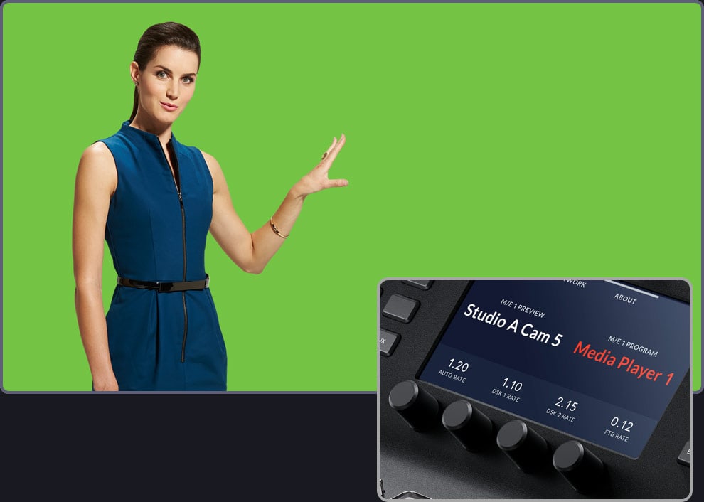 ATEM 1 M/E Advanced Panel 30 – Kľúčovače a systémové LCD