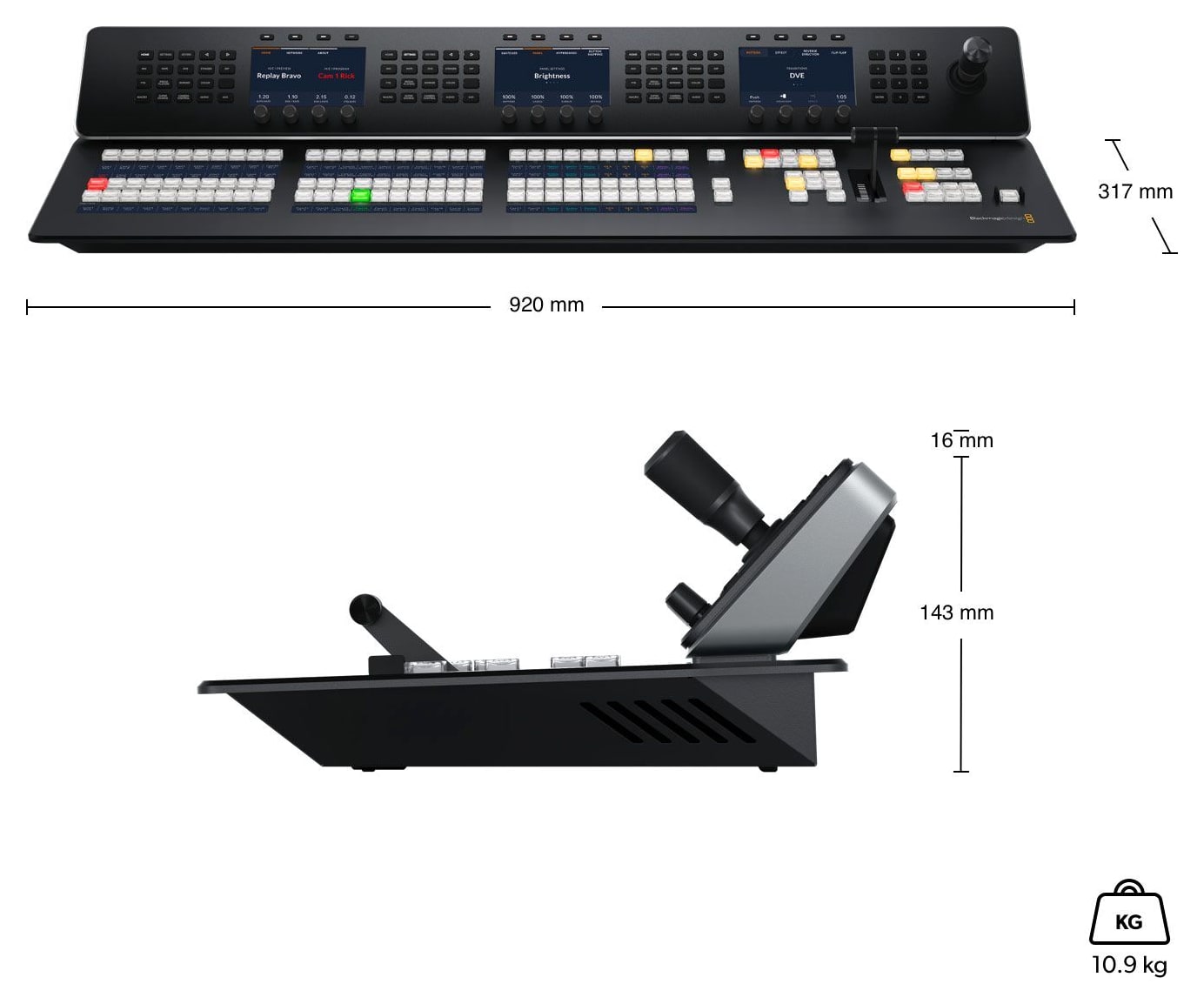 ATEM 1 M/E Advanced Panel 30 – Rozmery