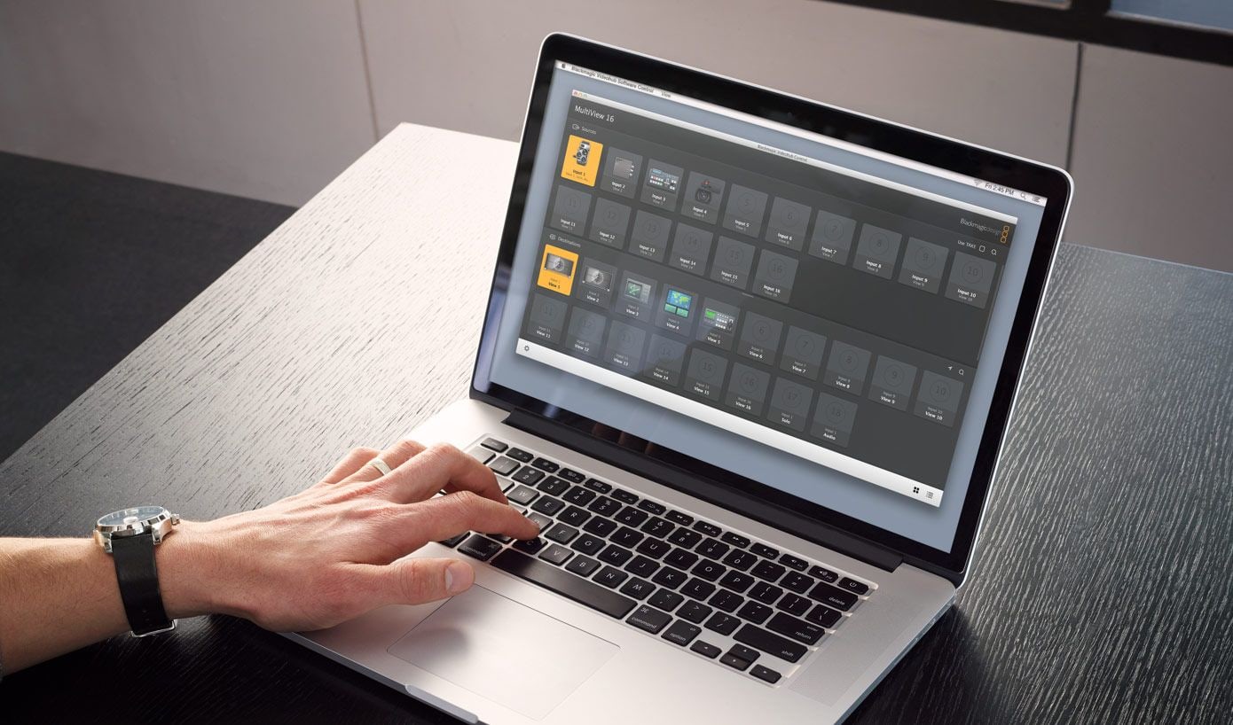 Blackmagic MultiView 16 – Čelný panel ako pri routeri