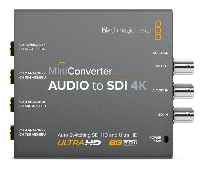 Mini Converter Audio to SDI 4K – Štyri analógové kanály alebo osem AES/EBU