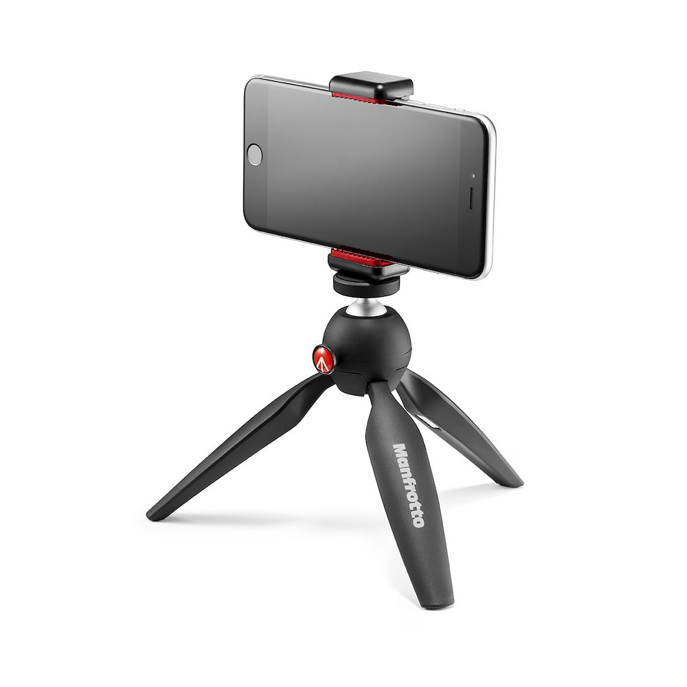 Manfrotto PIXI so smartfónom na stolnom statíve