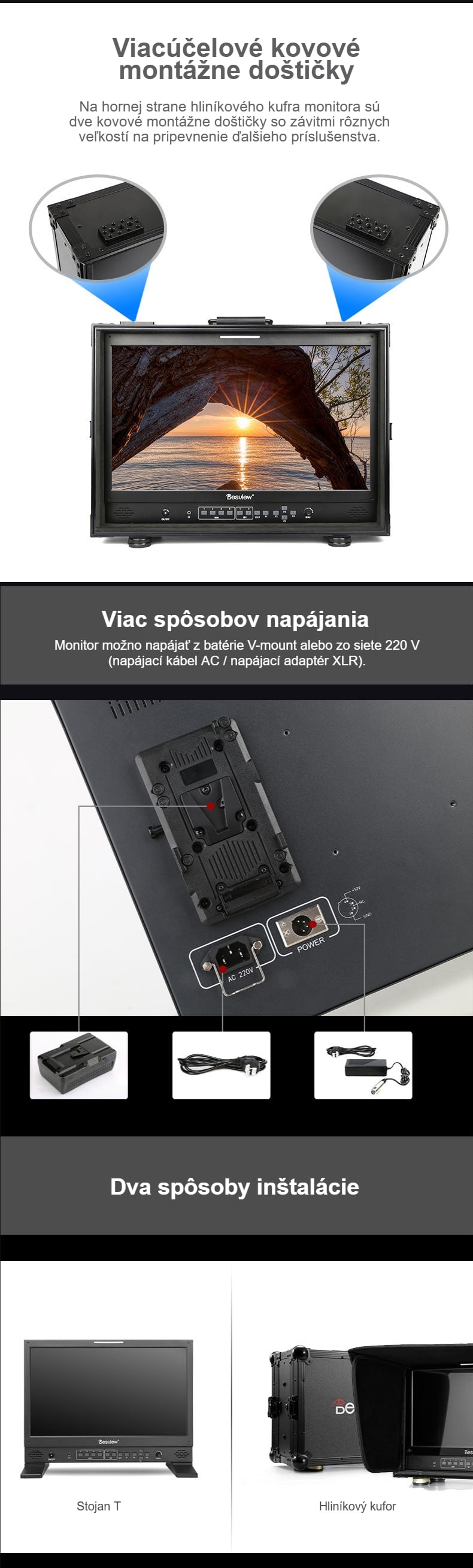 Montážne doštičky, napájanie a dve vyhotovenia