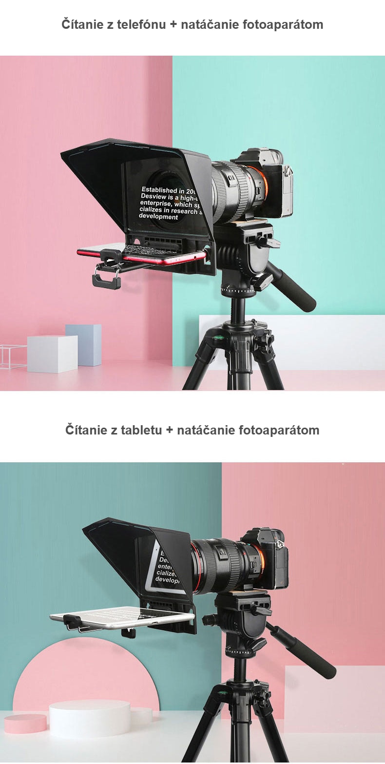 Čítanie z telefónu alebo tabletu + natáčanie fotoaparátom