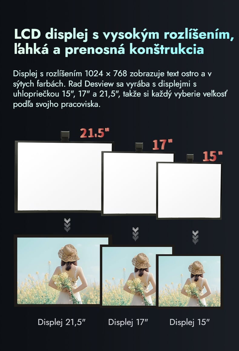 LCD displej s vysokým rozlíšením, ľahká a prenosná konštrukcia