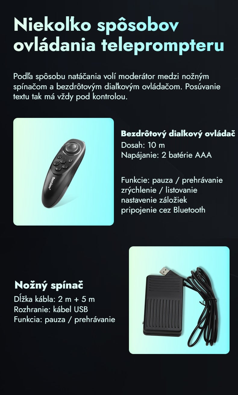 Diaľkový ovládač aj nožný spínač