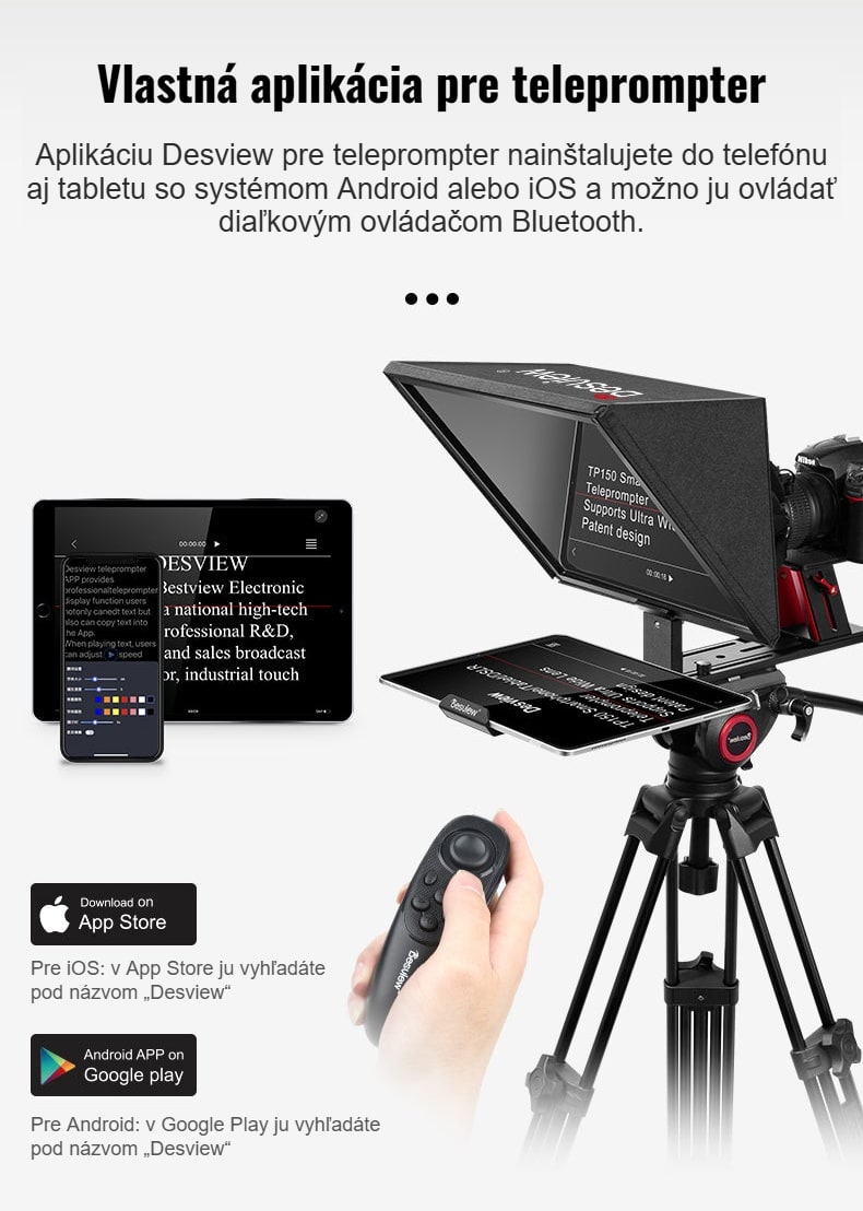 Aplikácia Desview a diaľkový ovládač