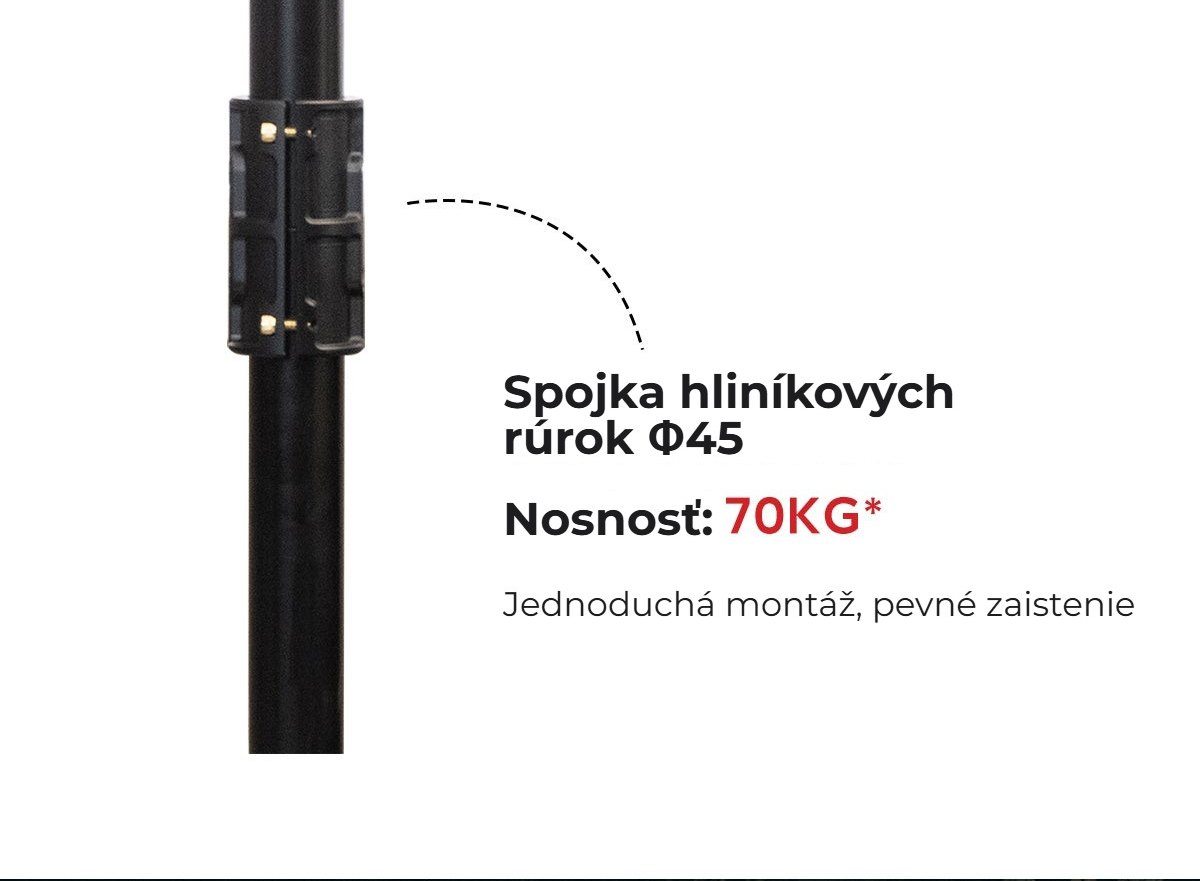 Spojka hliníkových rúrok Φ45