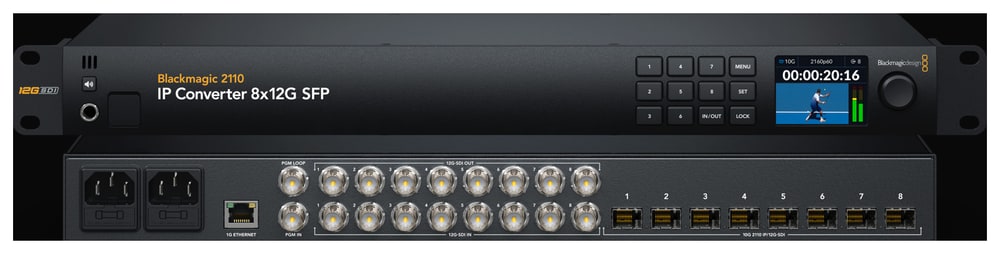 Blackmagic 2110 IP Converter 8x12G SFP – Osem kanálov v dvoch smeroch