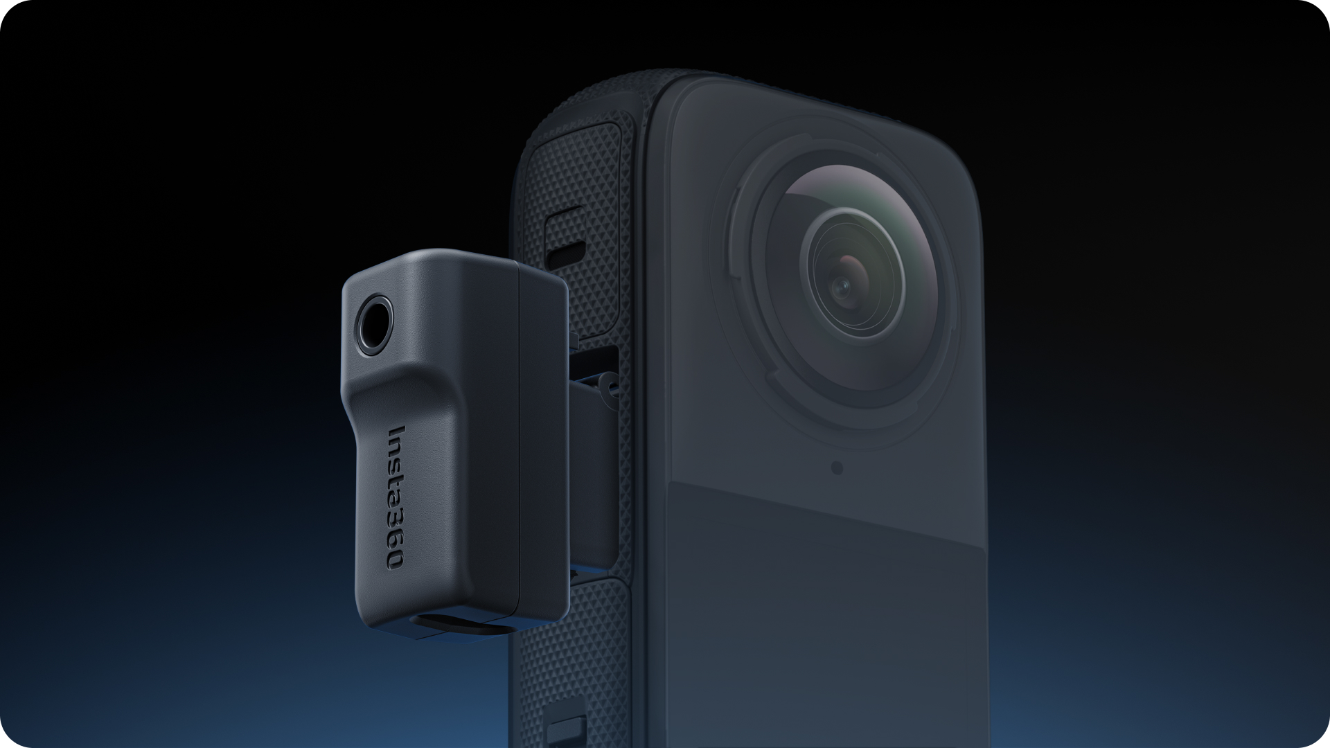 Insta360 X4 adaptér na mikrofón installed on an Insta360 X4