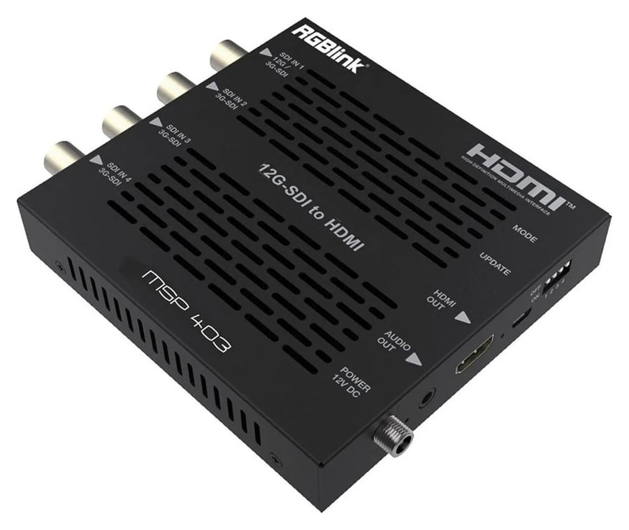 12G-SDI alebo 4× 3G-SDI na HDMI 2.0b