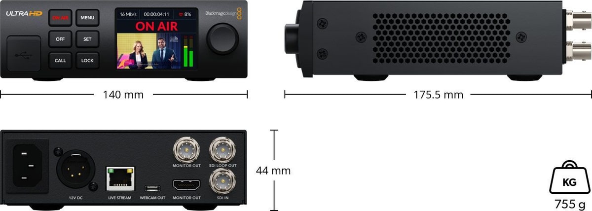 Blackmagic Streaming Encoder 4K – Rozmery a hmotnosť