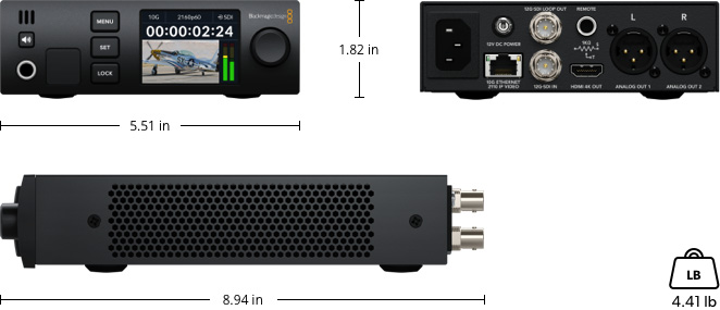 Rozměry Blackmagic 2110 IP SDI to HDMI 12G
