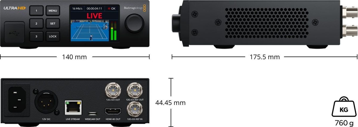 Blackmagic Streaming Decoder 4K – Rozmery a hmotnosť