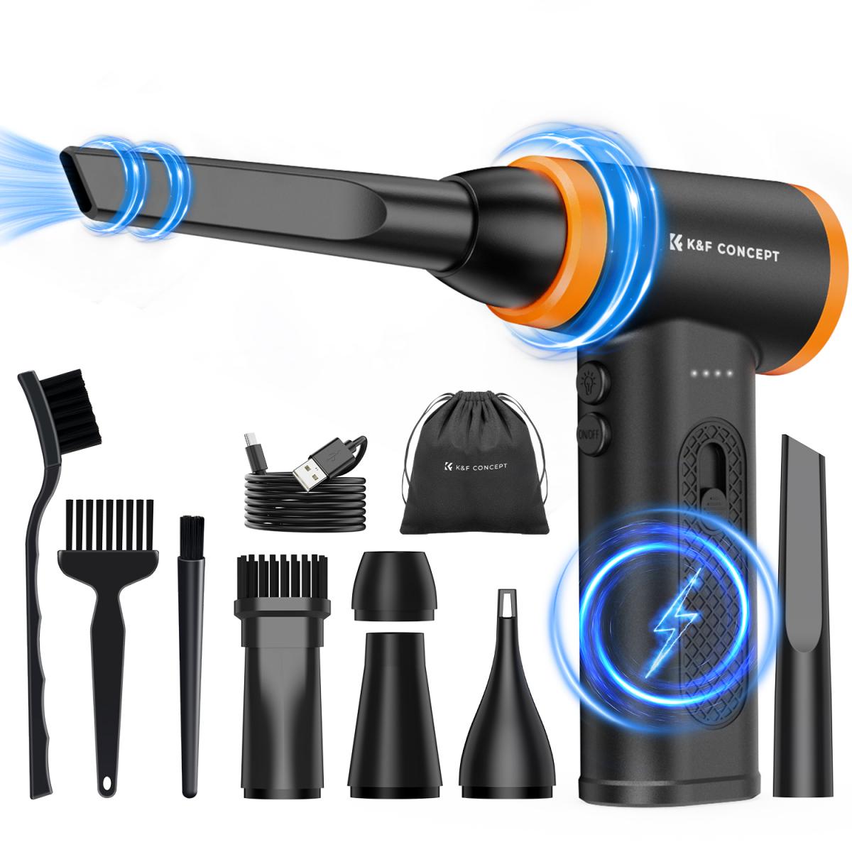 K&F Concept 12-1 Brushless Compressed Air Duster, 3 Gear Adjustable, Super Wind Power,Rechargeable&Portable,for Deep Computer Clean, Keyboard, Car Dry, Home - Replace Compressed Air Cans