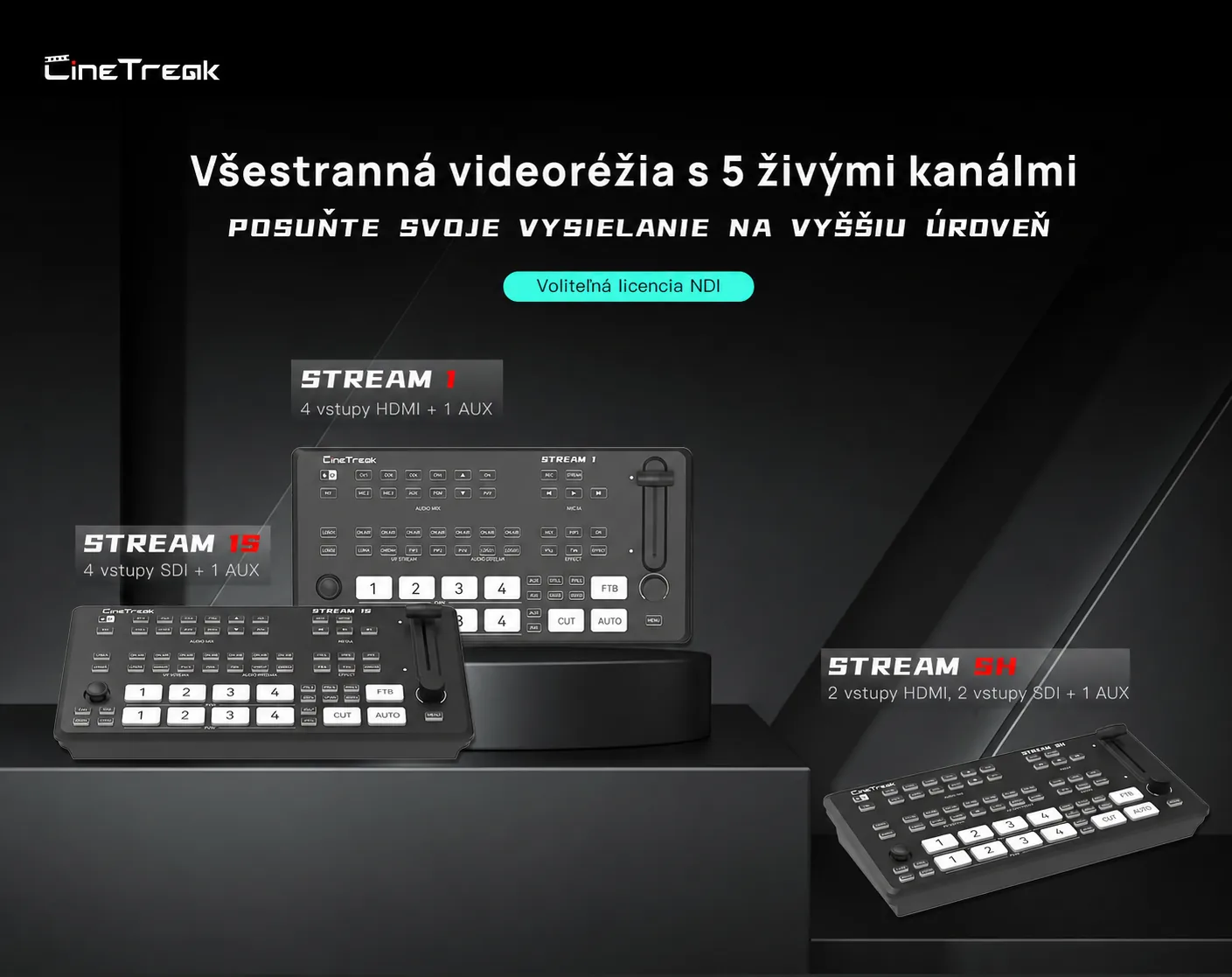 Lokalizované srovnání řady CineTreak Stream