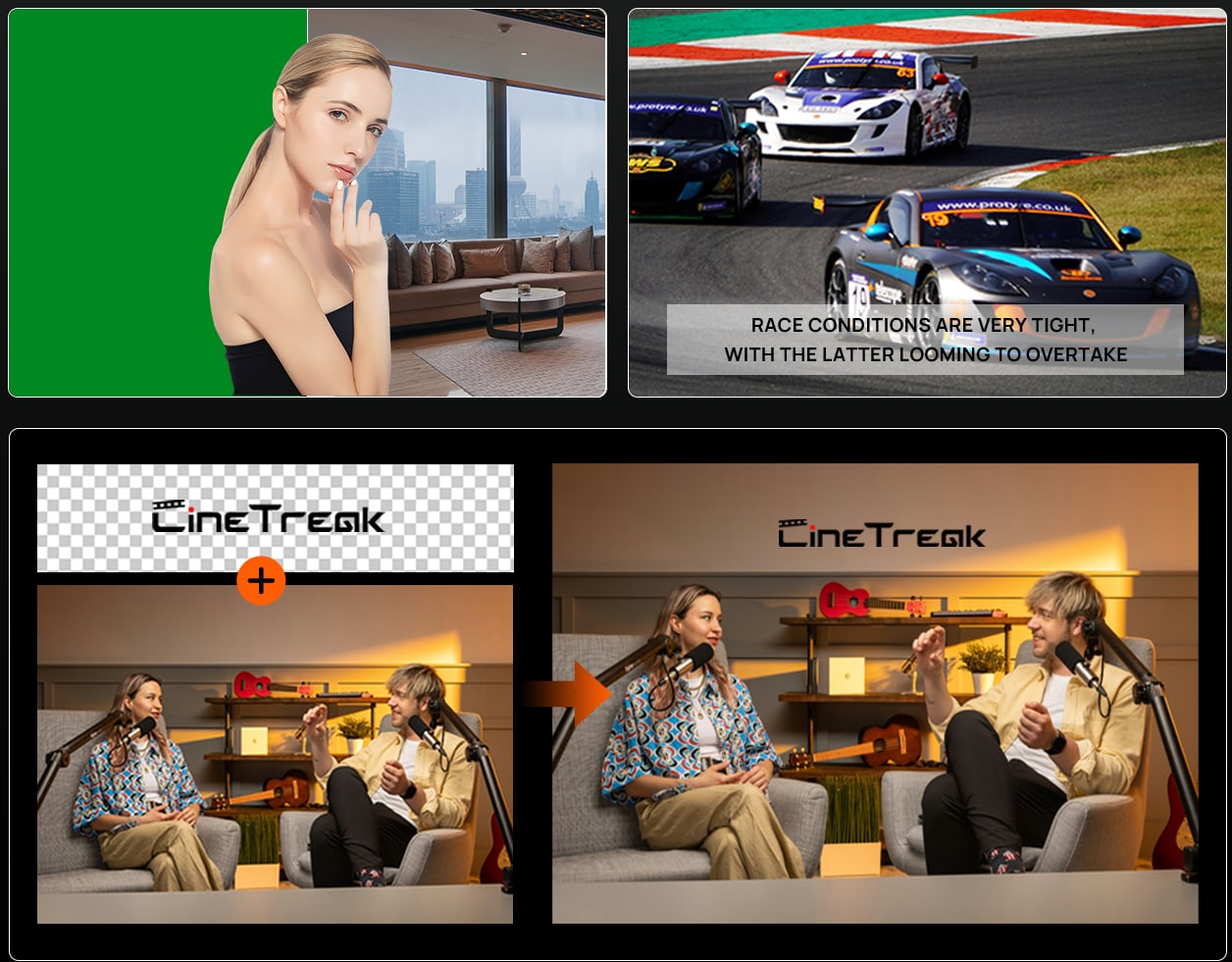 CineTreak Cinelive C2S – DSK, chroma key a logá