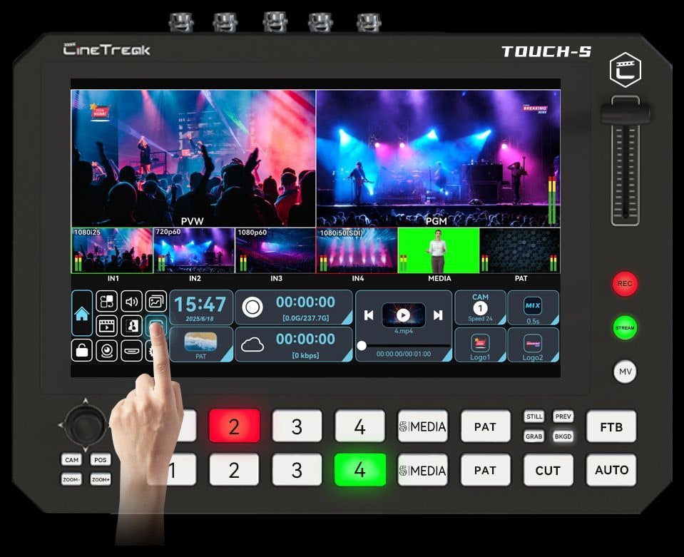 CineTreak Touch-S – Dotykový displej a fyzické tlačidlá