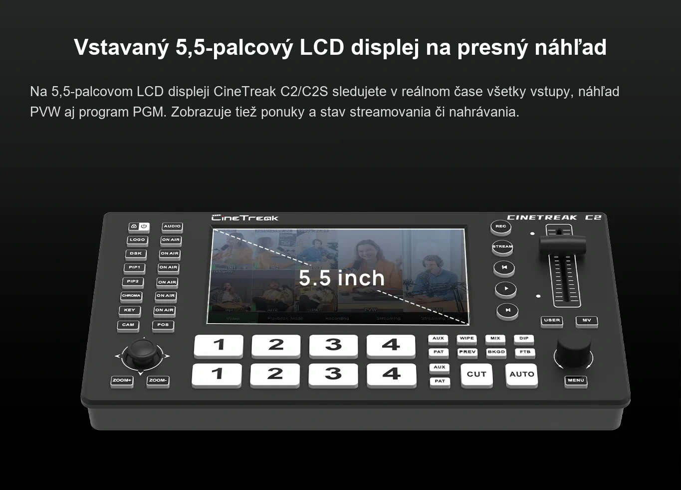 CineTreak Cinelive C2 – Vstavaný 5,5″ displej