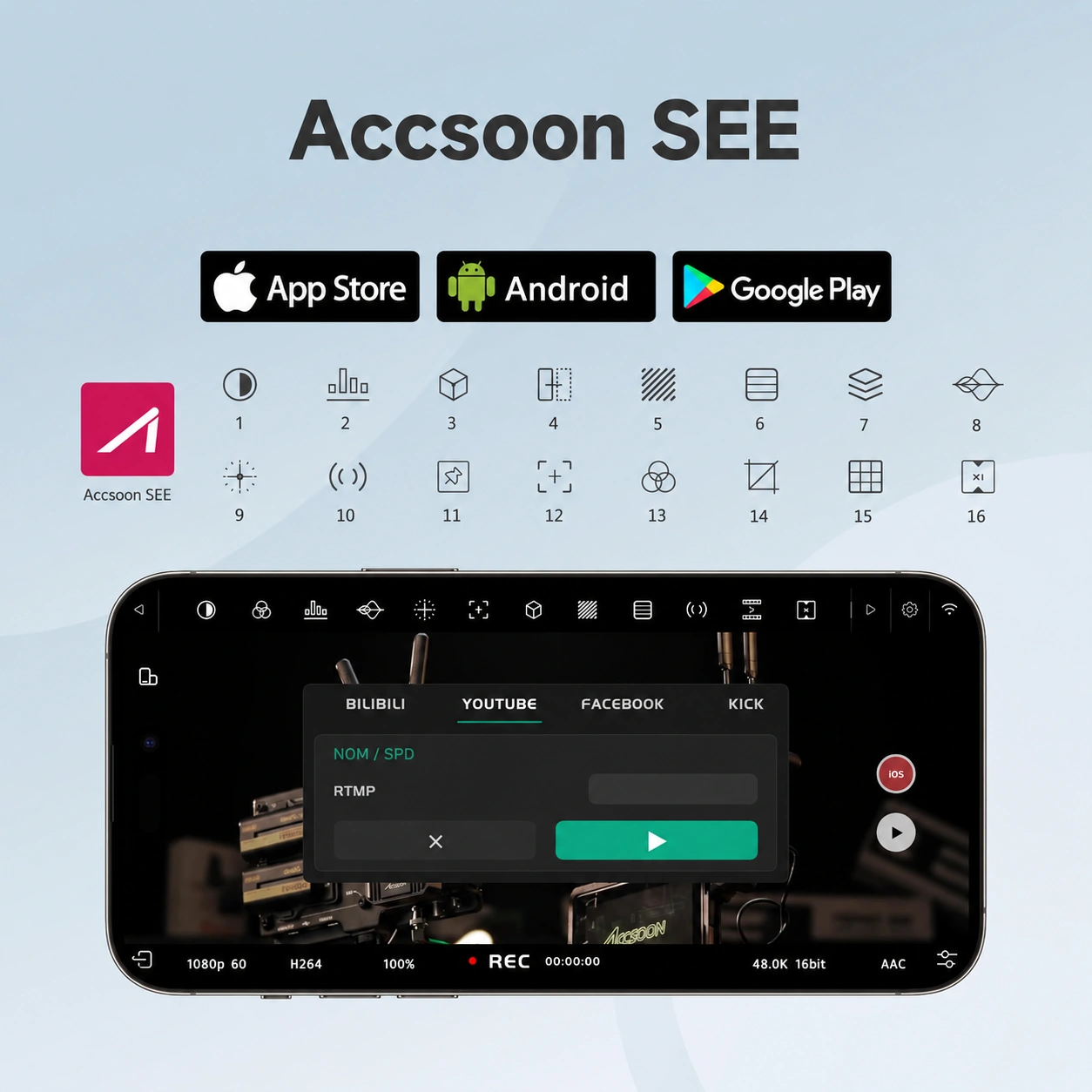 Accsoon CineView SE · Náhľad v aplikácii Accsoon SEE