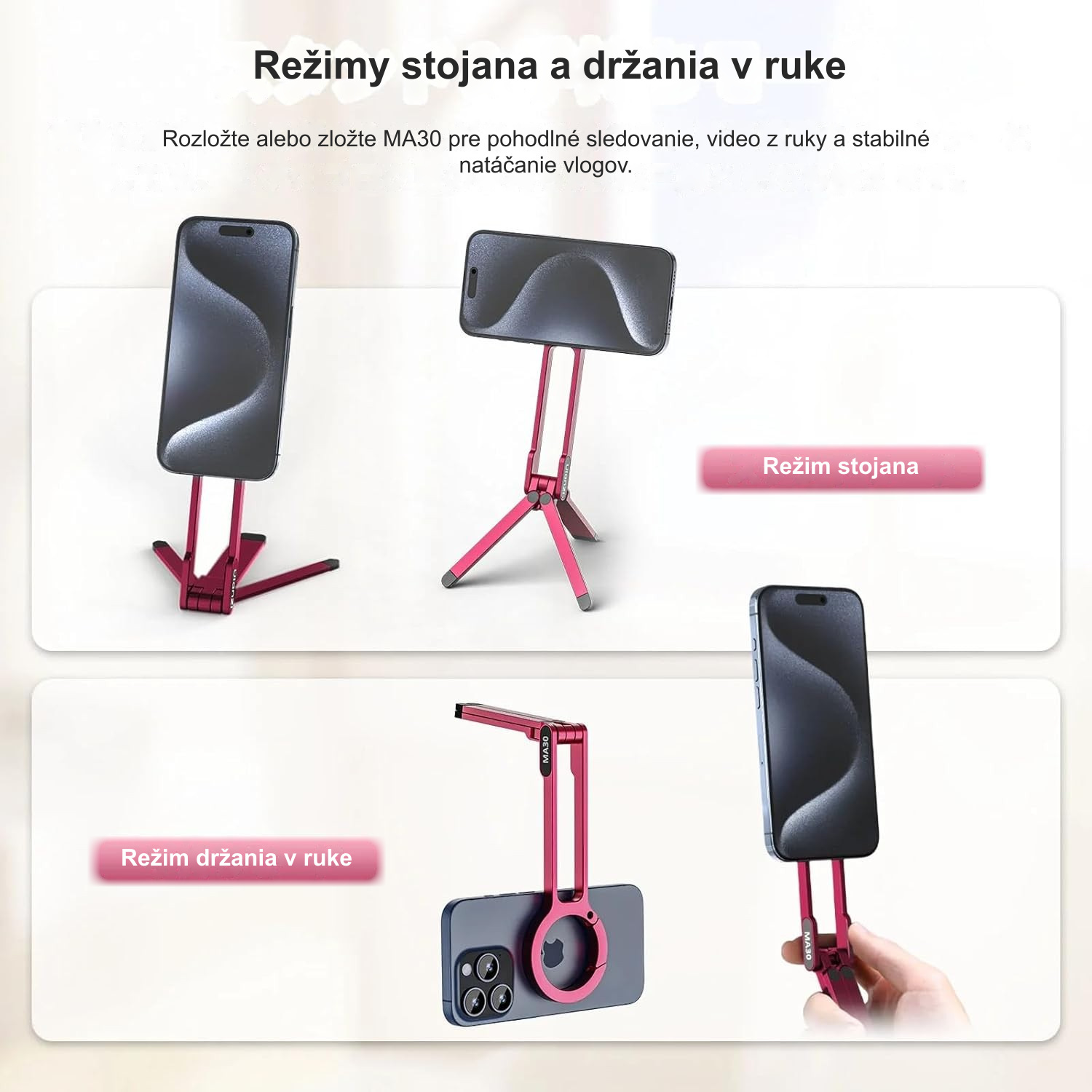 Režimy stojana a držania v ruke