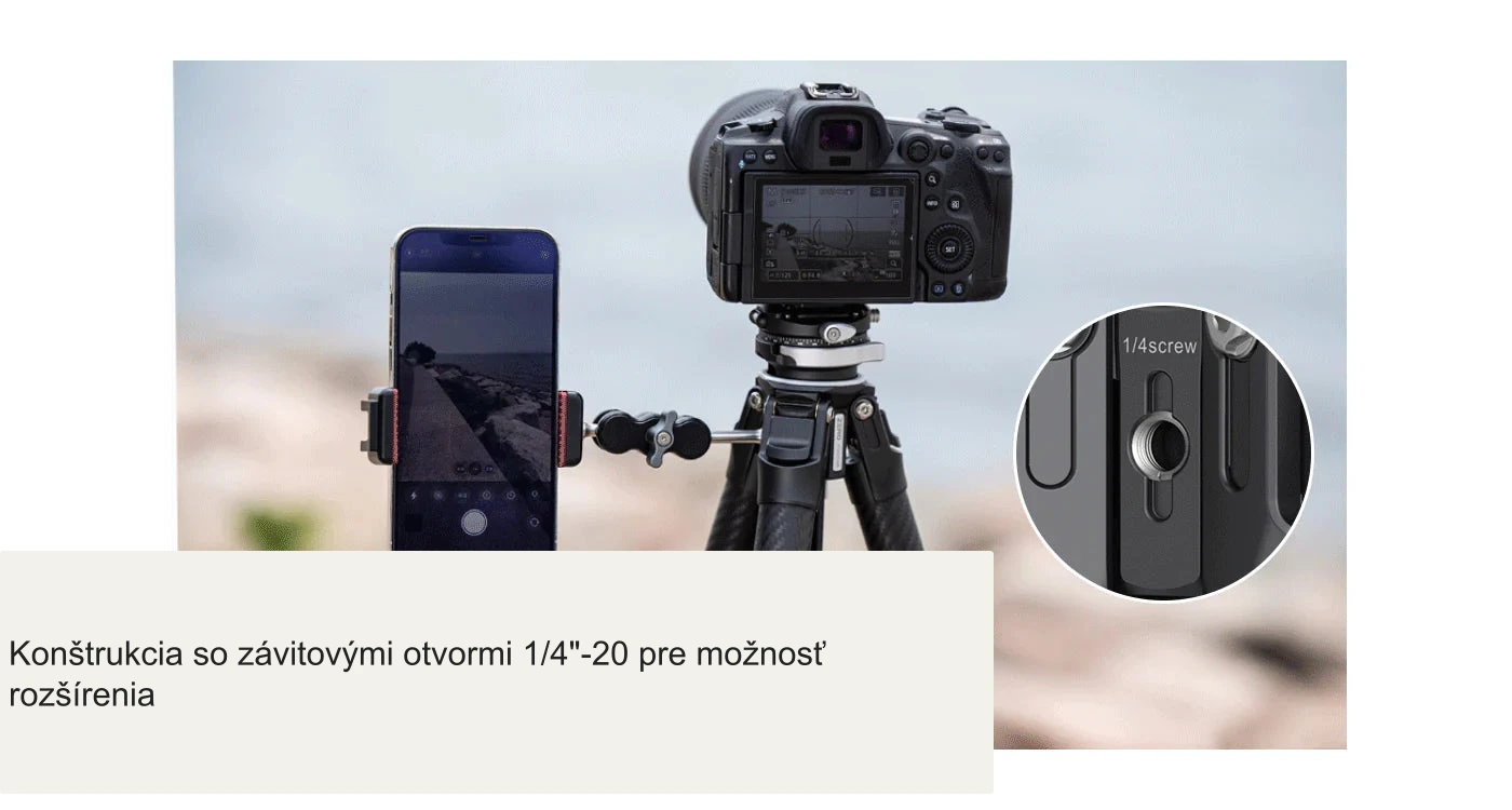 Konštrukcia so závitovými otvormi 1/4"-20 pre možnosť rozšírenia