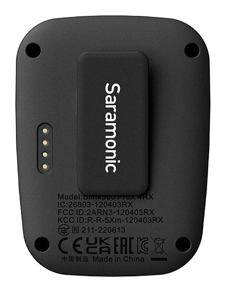 Saramonic Blink500 ProX B8 – Nabíjacie kontakty a klip prijímača